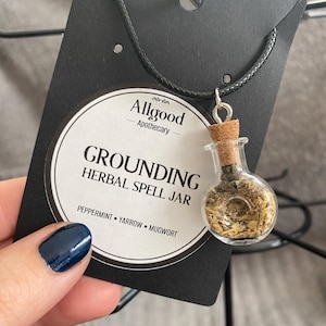 Grounding Herbal Spell Jar Necklace - Witchy Jewelry, Witchy Necklace, Grounding Spell Necklace, Witchy Gifts, Witchcraft, Gifted Witchy