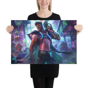 Cyber Pop Akshan Splash Art Poster - League of Legends - 12K Res