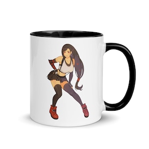 Tifa Pose Tasse mit schwarzer Innenseite - Final Fantasy VII - 12K Res