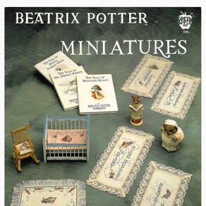 Vintage Beatrix Potter Peter Rabbit Miniatures Counted Cross Stitch 90s ...