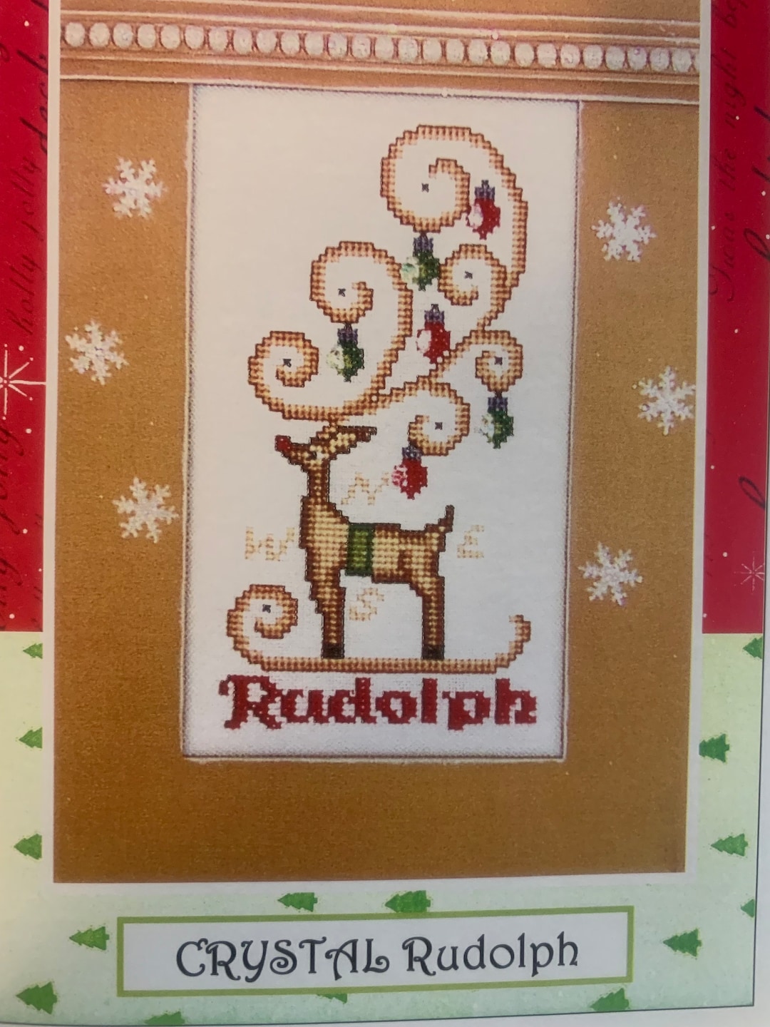 Vintage Hinzeit Cross Stitch Pattern Chart Rudolph Crystal Digital