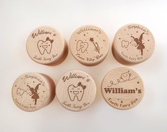 Boîte à souvenirs de dents, boîte en bois de hêtre personnalisée, étui à dents personnalisé pour garçons et filles, baby shower, cadeau de nouveau-né, boîte de fée des dents pour enfants