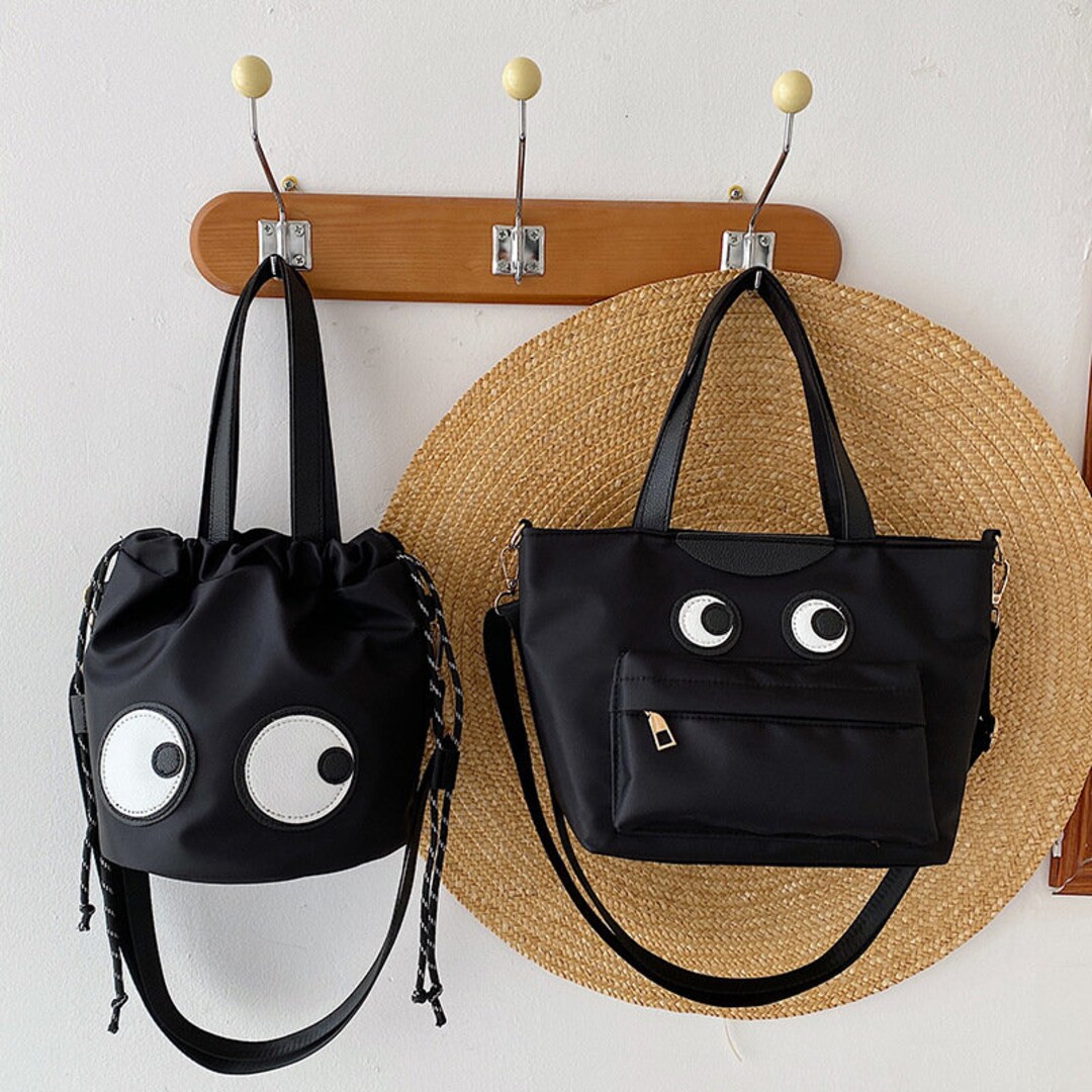 Cute Black Bag, Kawaii Crossbody Bag, Small Bucket Bag, Shoulder Purse