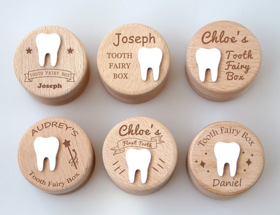 Tooth Fairy Keepsake Box, Personalized Beech Wood Box, Custom Tooth Case, Baby Shower, New Born Gift, Child Tooth Fairy Box