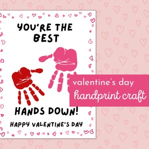 "Valentinstag druckbare Handabdruck ""You're the Best"" Karte für mehrere Kinder | DIY Geschenk Babys/Kleinkinder | Sentimentaler Handabdruck Kunst Download