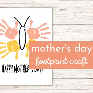 Mother&#39;s Day Printable Handprint Craft for Kids and Babies Butterfly Art | DIY Gift From Daughter or Son | Sentimental Handprint Art for Mom