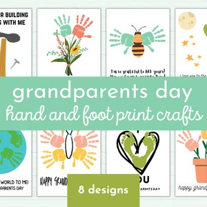Manualidad de huellas de manos para el Día de los Abuelos para niños y bebés, paquete de regalo de recuerdo sentimental de huellas de manos, 8 páginas para pintar