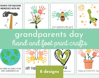 Grandparents Day Printable Handprint Footprint Craft for Kids & Babies Bundle |  Sentimental Handprint Keepsake Gift | 15 DIY Paint Pages