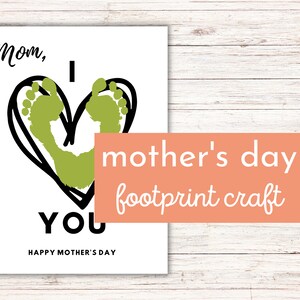 Cadeau imprimable empreinte de pas pour la fête des mères pour enfants et bébés | Souvenir de l&#39;empreinte sentimentale | J&#39;aime maman | Cadeau DIY d&#39;une fille ou d&#39;un fils