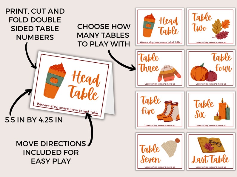 Printable Pumpkin Spice Bunco Score Sheets | Fall September October ...