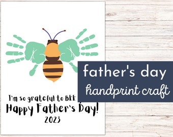 Father's Day Printable Handprint Bee Craft for Kids & Babies | DIY Gift From Daughter or Son | Sentimental Handprint Keepsake for Dad