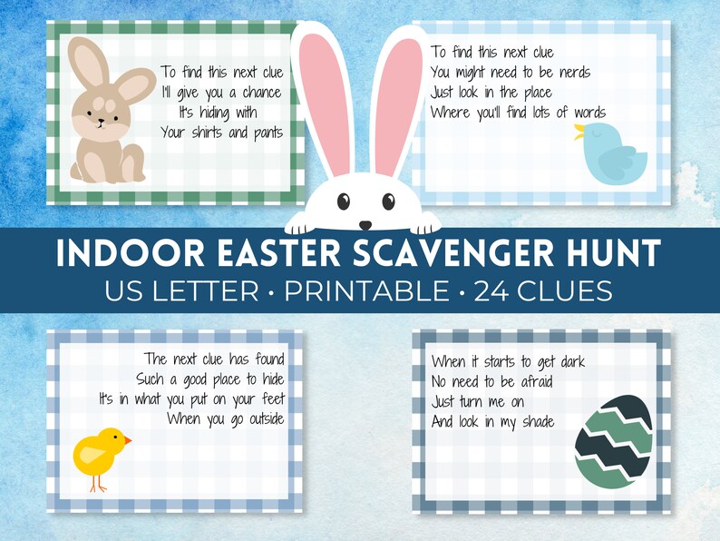 Easter Scavenger Hunt Printable Clues Indoor Easter Egg Hunt for Kids