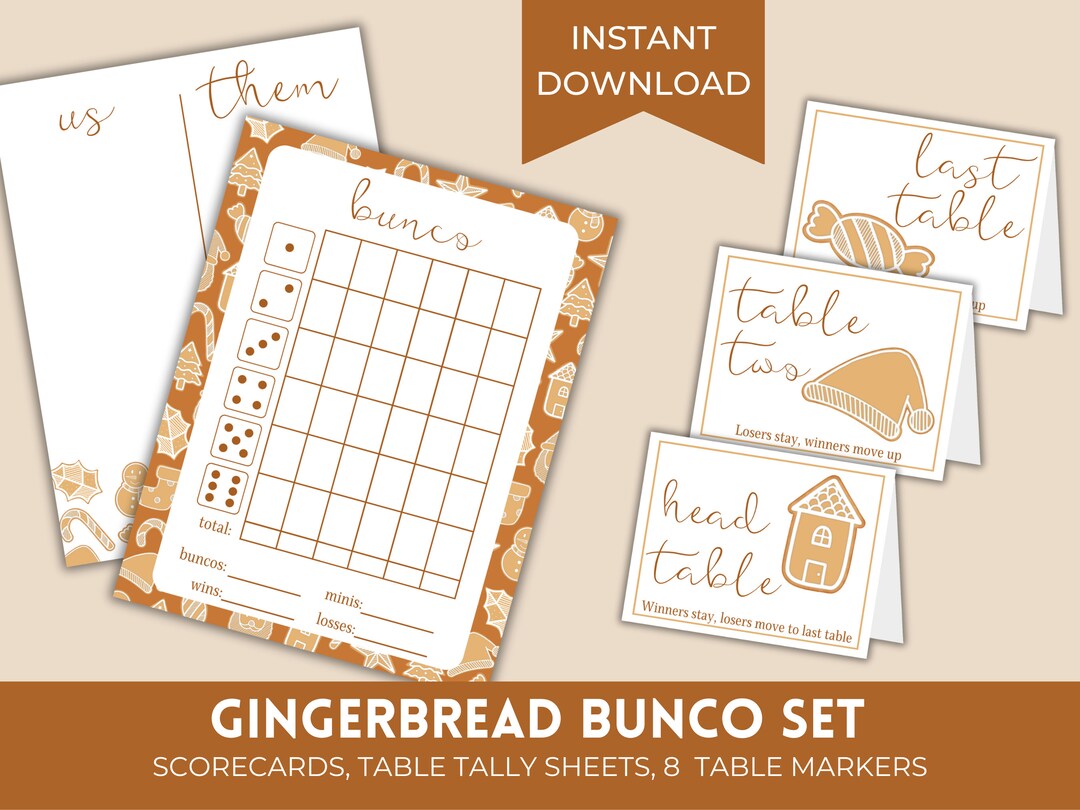 Printable Gingerbread Bunco Score Sheets | Christmas Bunco Cards ...
