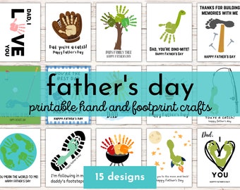 Father's Day Printable Handprint Craft for Kids & Babies Bundle |  Sentimental Hand Footprint Keepsake Gift for Dads | 15 DIY Paint Pages