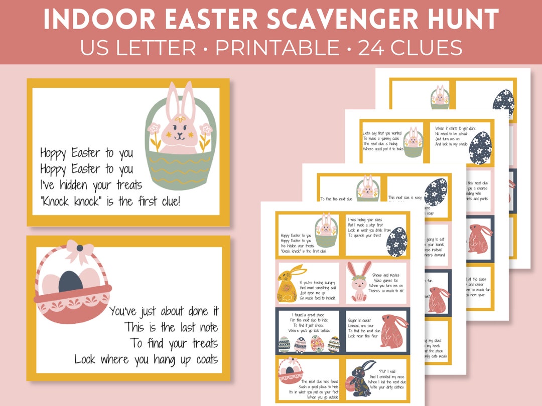 Easter Scavenger Hunt Printable Clues Indoor Easter Egg Hunt for Kids