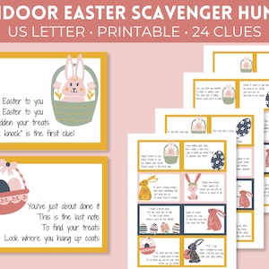 Easter Scavenger Hunt Printable Clues | Indoor Easter Egg Hunt for Kids | Easter Basket Treasure Hunt | Fun Easter Bunny Game