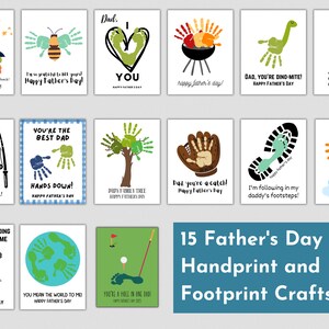 Father&#39;s Day Printable Handprint Footprint Craft for Kids & Babies Bundle |  Sentimental Handprint Keepsake Gift for Dad | 15 DIY Paint Page