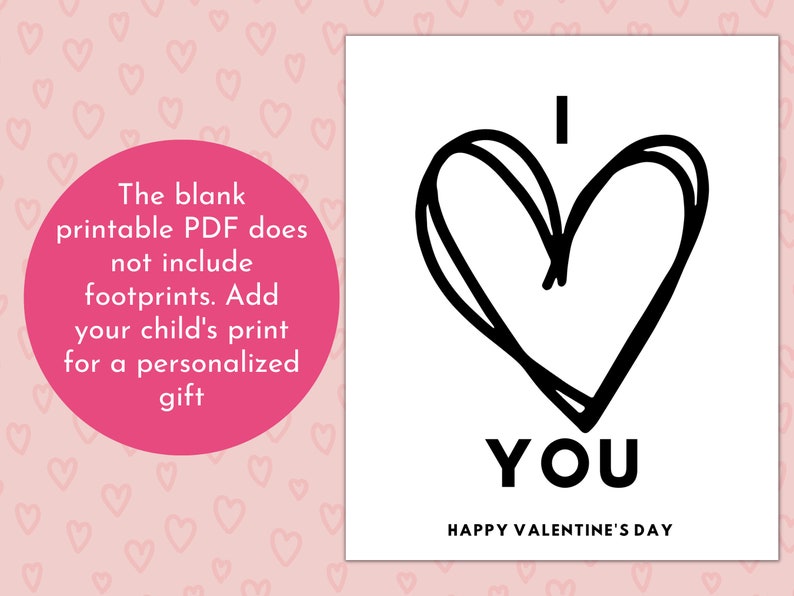 Valentine's Day Printable Footprint Heart I Love You Craft | DIY ...