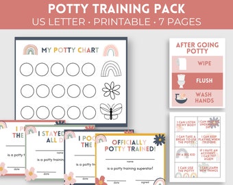 Regenbogen Töpfchen Training Printable Pack | Töpfchen für Mädchen | Töpfchentraining Zertifikate | Belohnungstabelle für Kleinkinder