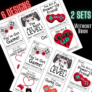 Gamer Video Game Valentine&#39;s Cards 6 Designs Digital Download
