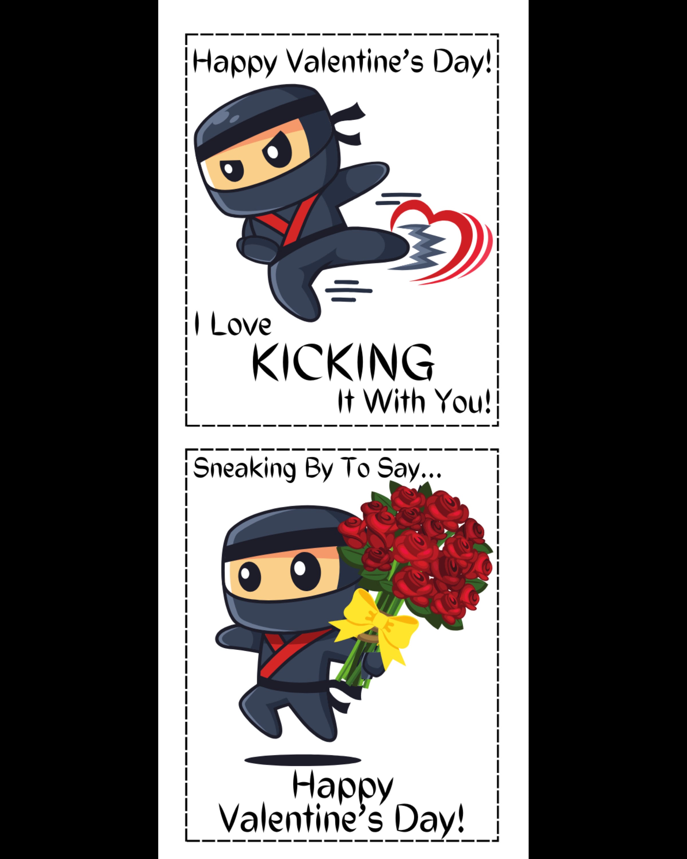 Ninja Valentine's Day Cards 6 Designs Digital Download - Etsy