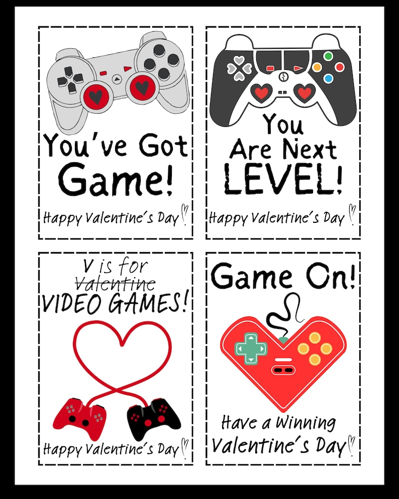 Gamer Video Game Valentine's Cards Digital Download - Etsy