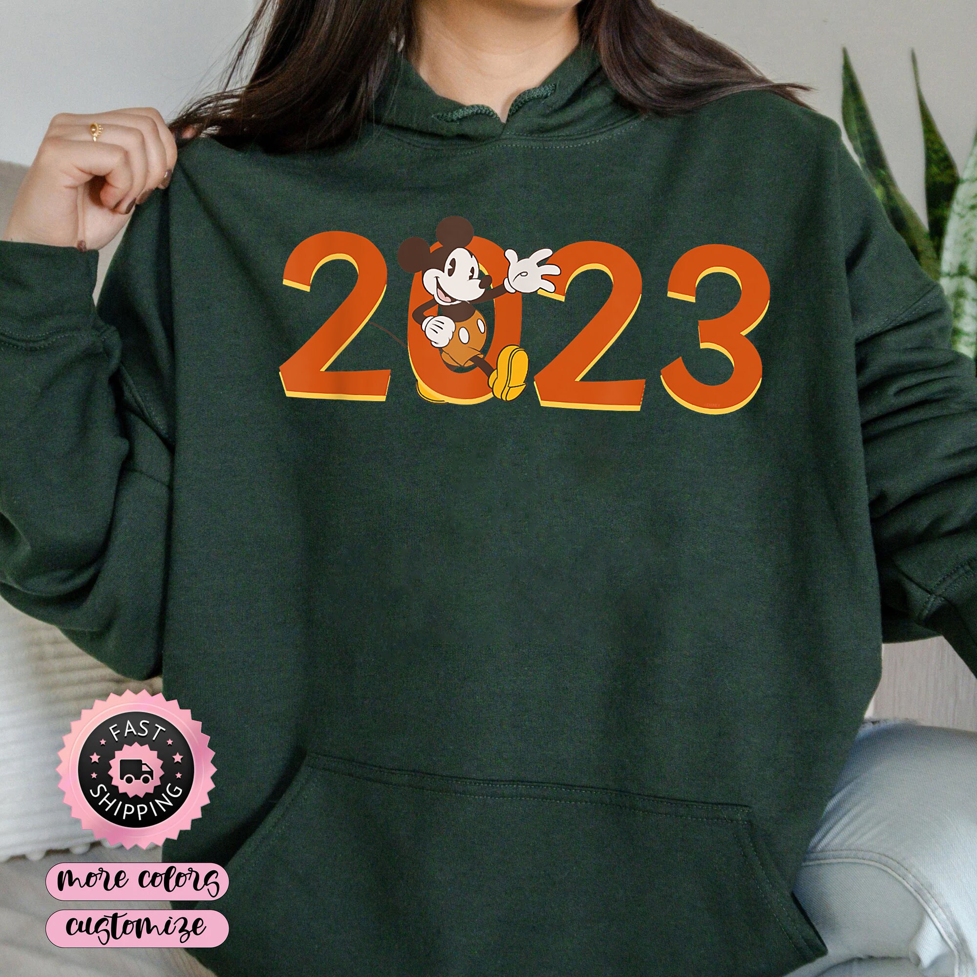 Discover Disney Mickey Mouse Waving 2023 100th Anniversary New Year Shirt , Disney Happy New Year Sweatshirt, Family Matching Christmas Disney Shirt