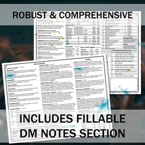 D&amp;D Printable Dungeon Master Screen Insert - Etsy Canada