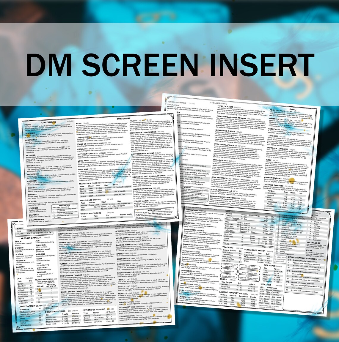 D&amp;D Printable Dungeon Master Screen Insert - Etsy Canada