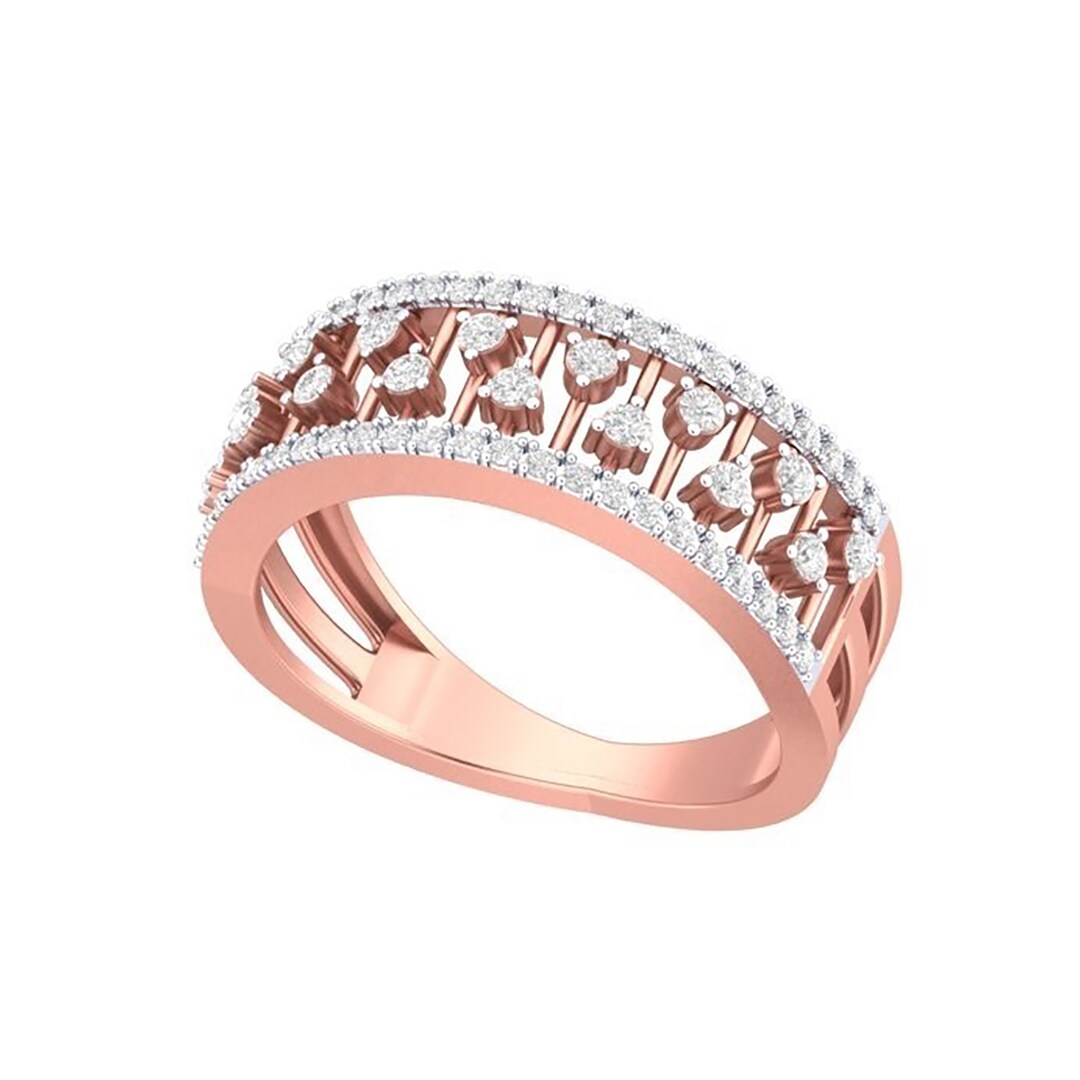 Half Eternity Wedding Band Natural Diamond Wedding Anniversary Etsy