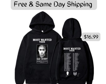 Bad Bunny Nadie Sabe Va A Pasar Mañana Hoodie Sweater Mugshot Wanted Sweatshirt 16.99 Free Shipping