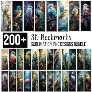 200+ Birds Bookmark Bundle, Bookmark Sublimation Designs, Flamingo, Parrot & Owl Bookmark png, Printable Bookmark Png, Digital Download