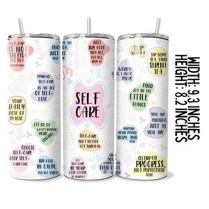Self Care Tumbler Wrap Svg, Motivational Self Love Tumbler PNG, 20 oz Skinny Tumbler, Gift For Friend Sublimation, Gift For Friend image 2