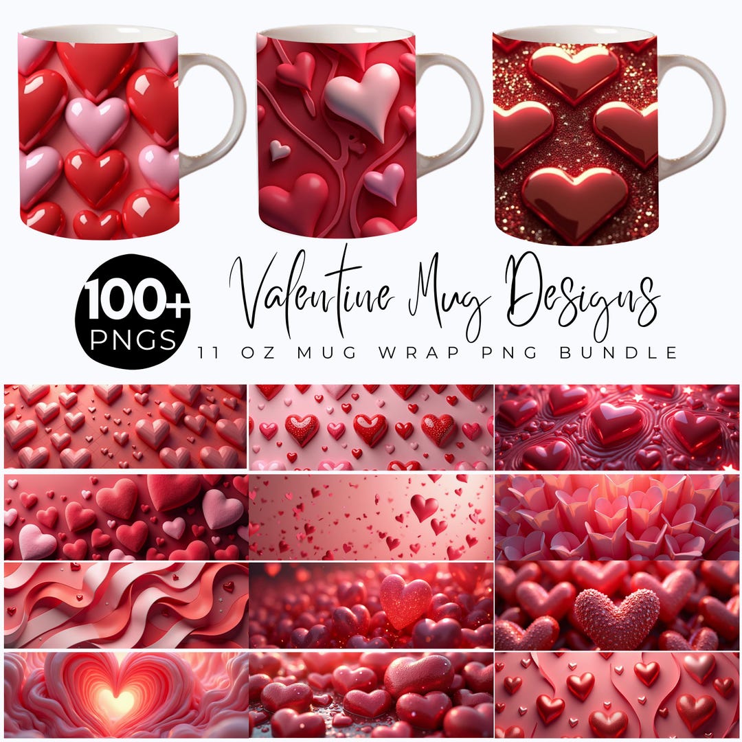 100+ Valentine's Day Mug Wrap Png Bundle, 11 and 15 OZ Mug Sublimation ...