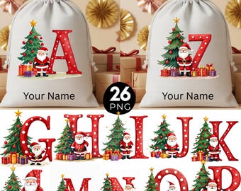 Christmas Bag Alphabet PNG, Letters Clipart, Kids Christmas Bag, Santa  Alphabet PNG, Personalized Name Bag Design, 26 Sublimation PNG