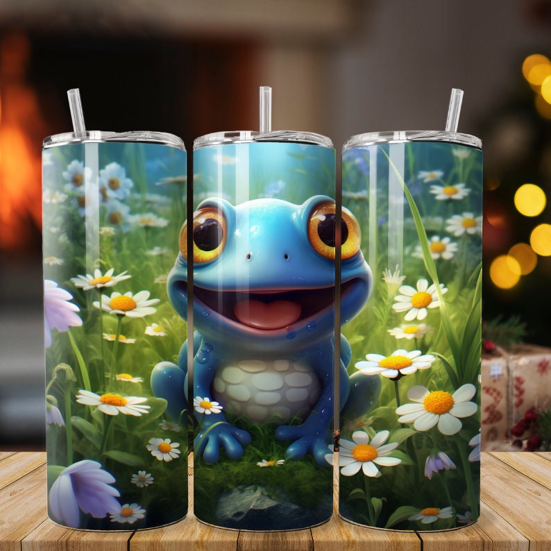 Frog Watercolor 20oz Skinny Tumbler Sublimation Png, Cute Frog Tumblers ...