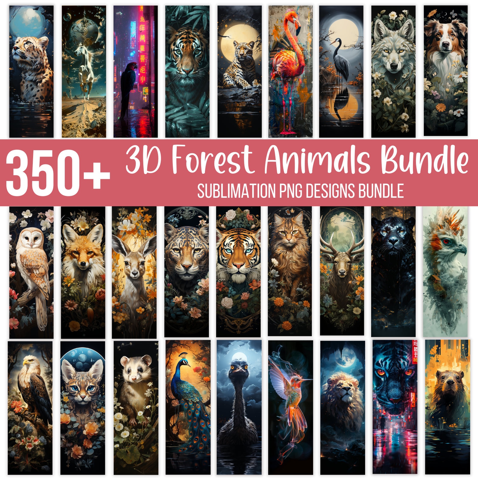 350+ Forest Animals Bookmark Bundle, Fox and Deer Bookmark Sublimation ...