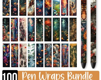 100 PNG Pen Wrap Bundle, Disegni per sublimazione Pen Wrap, Involucri per penne in resina epossidica, Disegni per penne con scorrimento ad acqua, Pen Wrap Png, Disegno per sublimazione a matita
