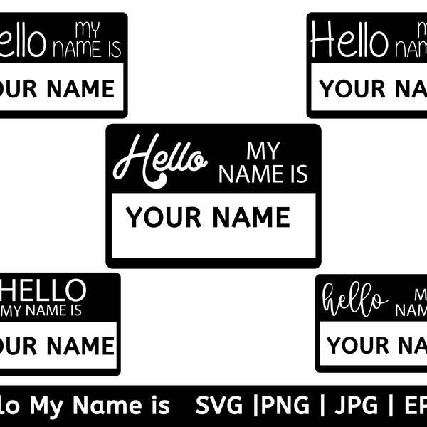 Hello My Name Is SVG Instant Download, Name Tag Sticker svg, Newborn svg Baby Photo Prop, Hello My Name is Sticker Baby Announcement Sticker