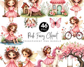 Clipart de jardín de hadas rosa ruborizado, paquete PNG de hadas afroamericanas, clipart de hadas afro, clipart de hadas negras, cuento de hadas mágico, PNG de fantasía