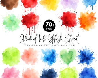 Más de 70 imágenes prediseñadas de salpicaduras de tinta de alcohol y acuarela, paquete de salpicaduras de pintura pastel, imágenes prediseñadas abstractas, salpicaduras de color, descarga instantánea