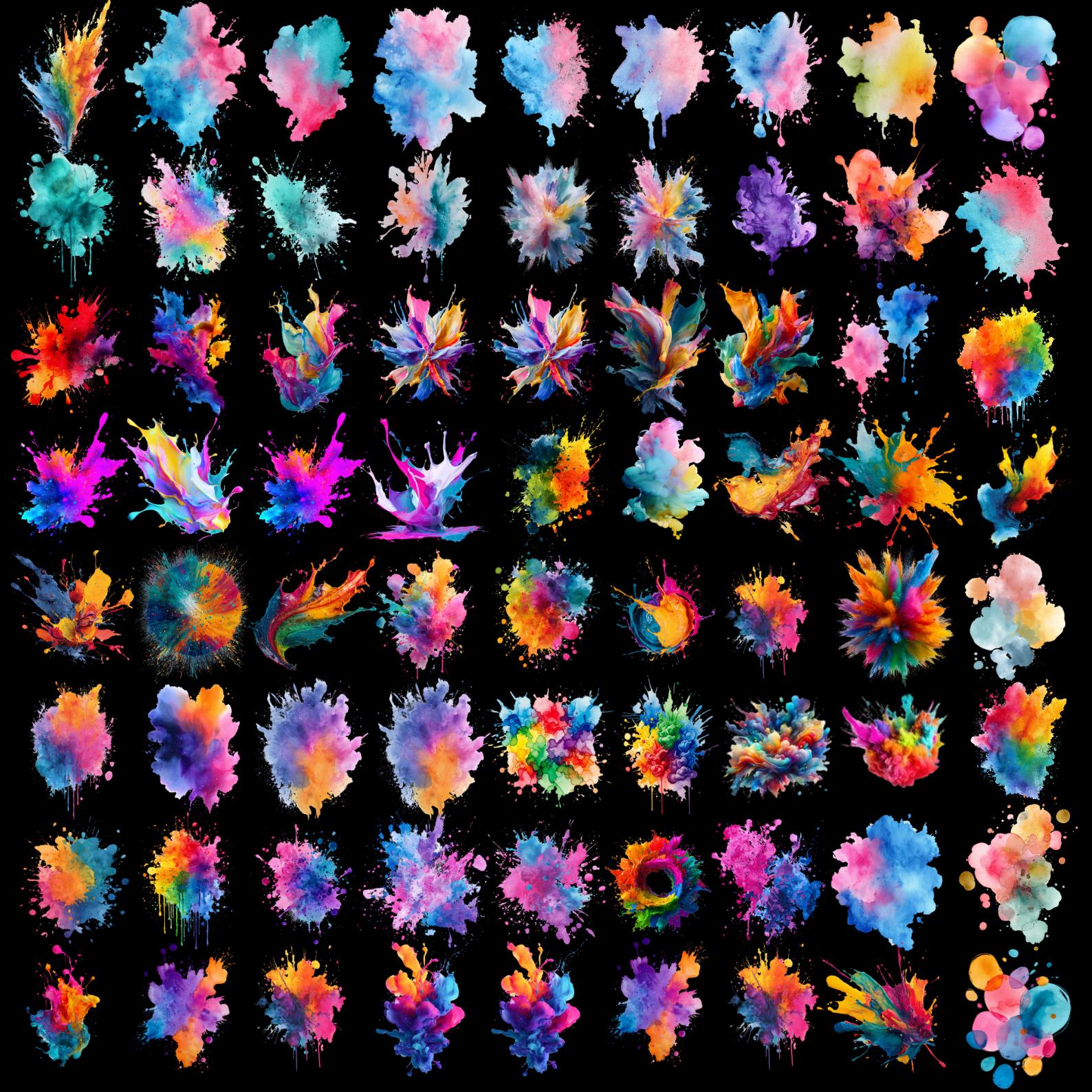 50+ Watercolor Color Splash Clipart PNG, Paint Splatter Abstract Bundle ...