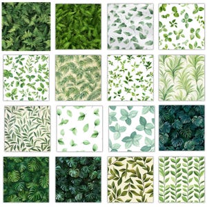 53 Greenery Digital Papers, Greenery Junk Journal PNG, Seamless Pattern ...