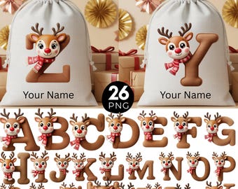 Christmas Bag Alphabet PNG, Letters Clipart, Kids Christmas Bag, Santa  Alphabet PNG, Personalized Name Bag Design, 26 Sublimation PNG
