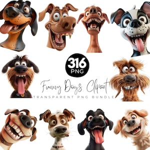 Funny Dog Clipart Bundle, Quirky Dogs Clipart, Cute And Silly Watercolor Dogs Png, Puppy Whimsy Graphics, T-shirt Designs, Digital Download