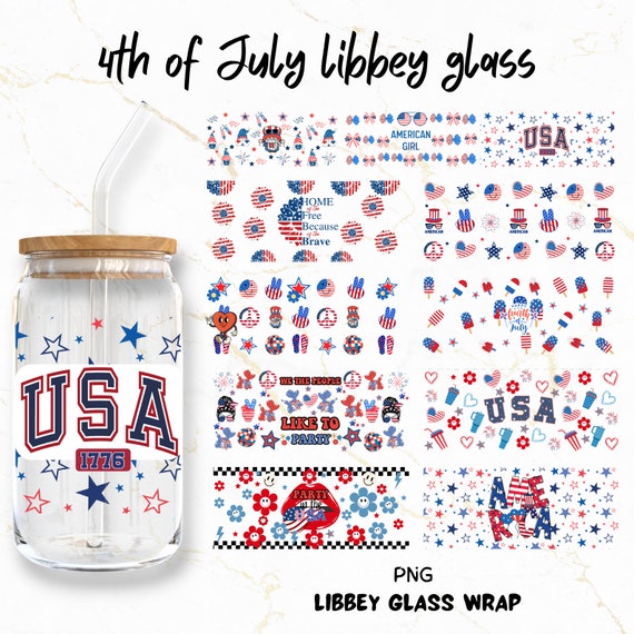 4th Of July 16oz Libbey Glass Bundle, America 4th Of July Png, Happy 4th Of July, Independence Day Libbey Glass, America Y'all