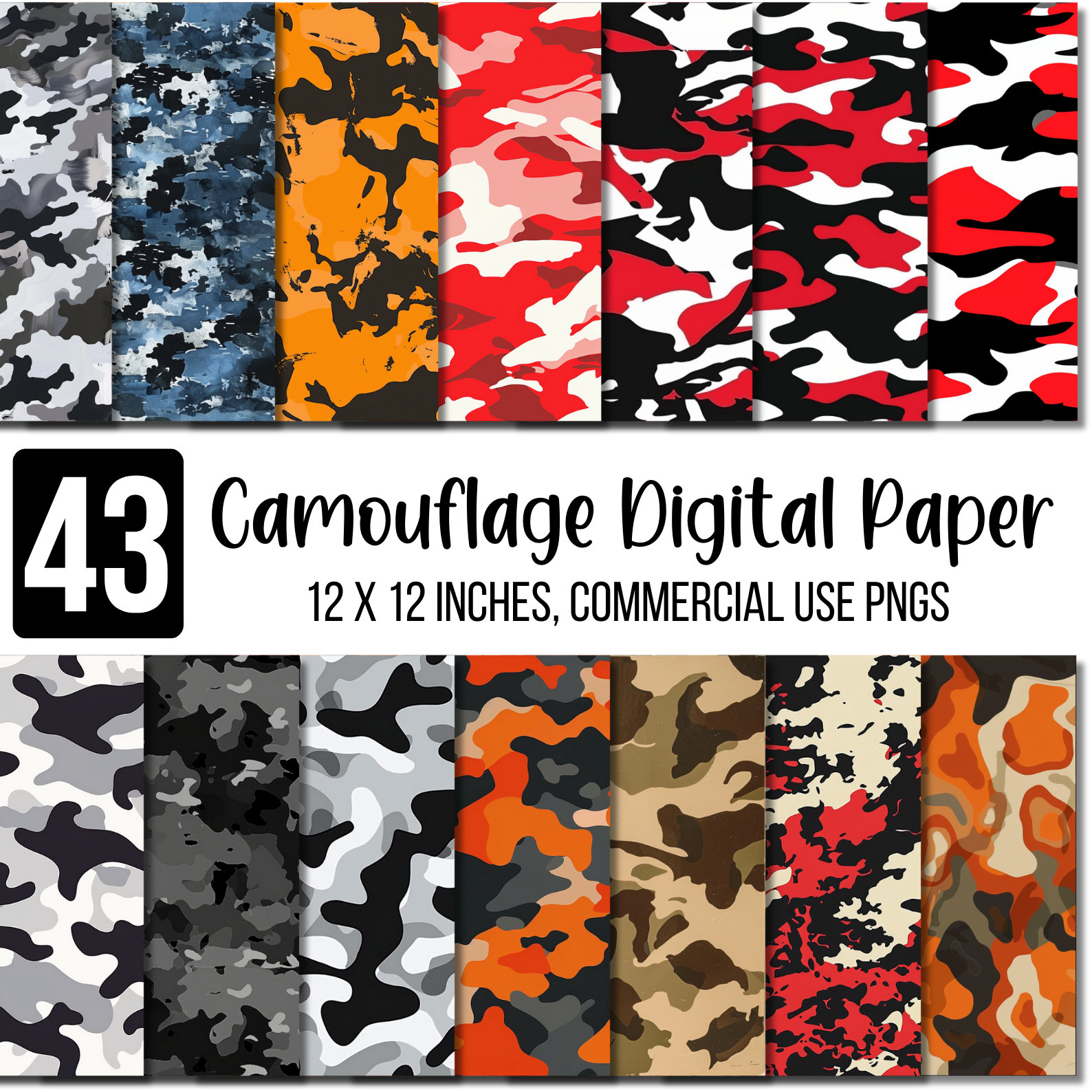 20 papeles digitales de camuflaje, diferentes patrones, colores y fondos,  paquete militar sin costuras, textura para álbumes de recortes, uso  comercial. - Etsy México, image size:1588x1588