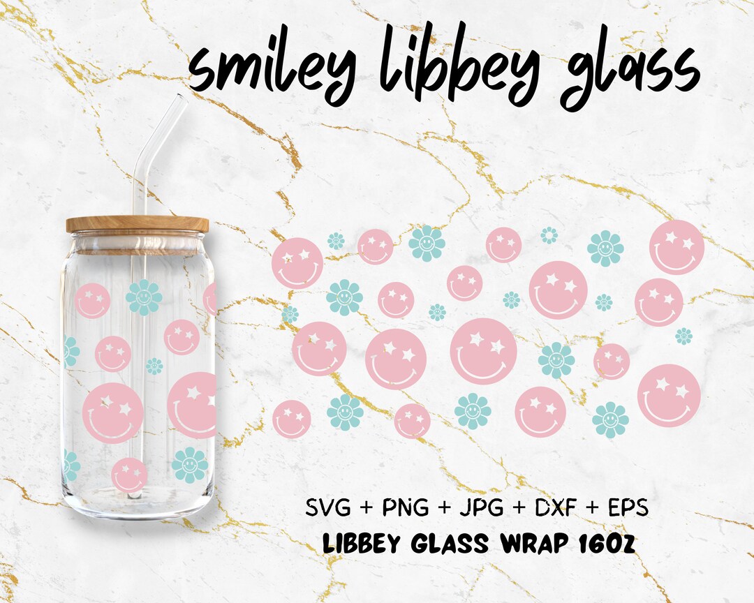 16oz Libbey Can Wrap SVG | Trendy SVG | Smiley Face Svg | Groovy Svg ...
