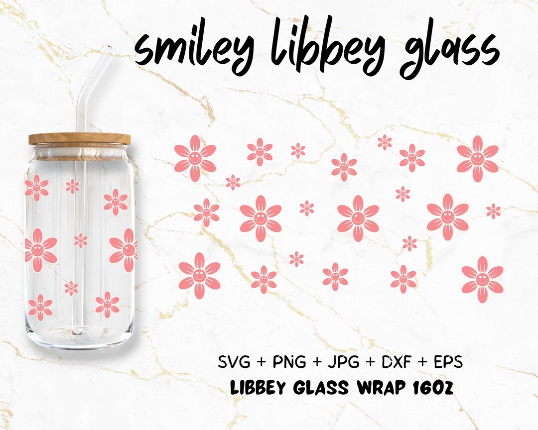 16oz Libbey Can Wrap SVG | Trendy SVG | Smiley Face Svg | Groovy Svg ...