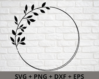Cirkelframe svg, frame svg, cirkel monogram svg, bloemenkrans svg, cirkelframe png, frame illustraties, lauwerkrans svg, krans gesneden bestand